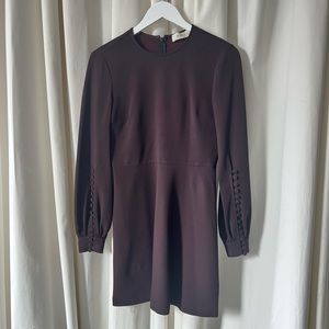 A.L.C. Brown Mini Dress with Button Up Sleeves 0